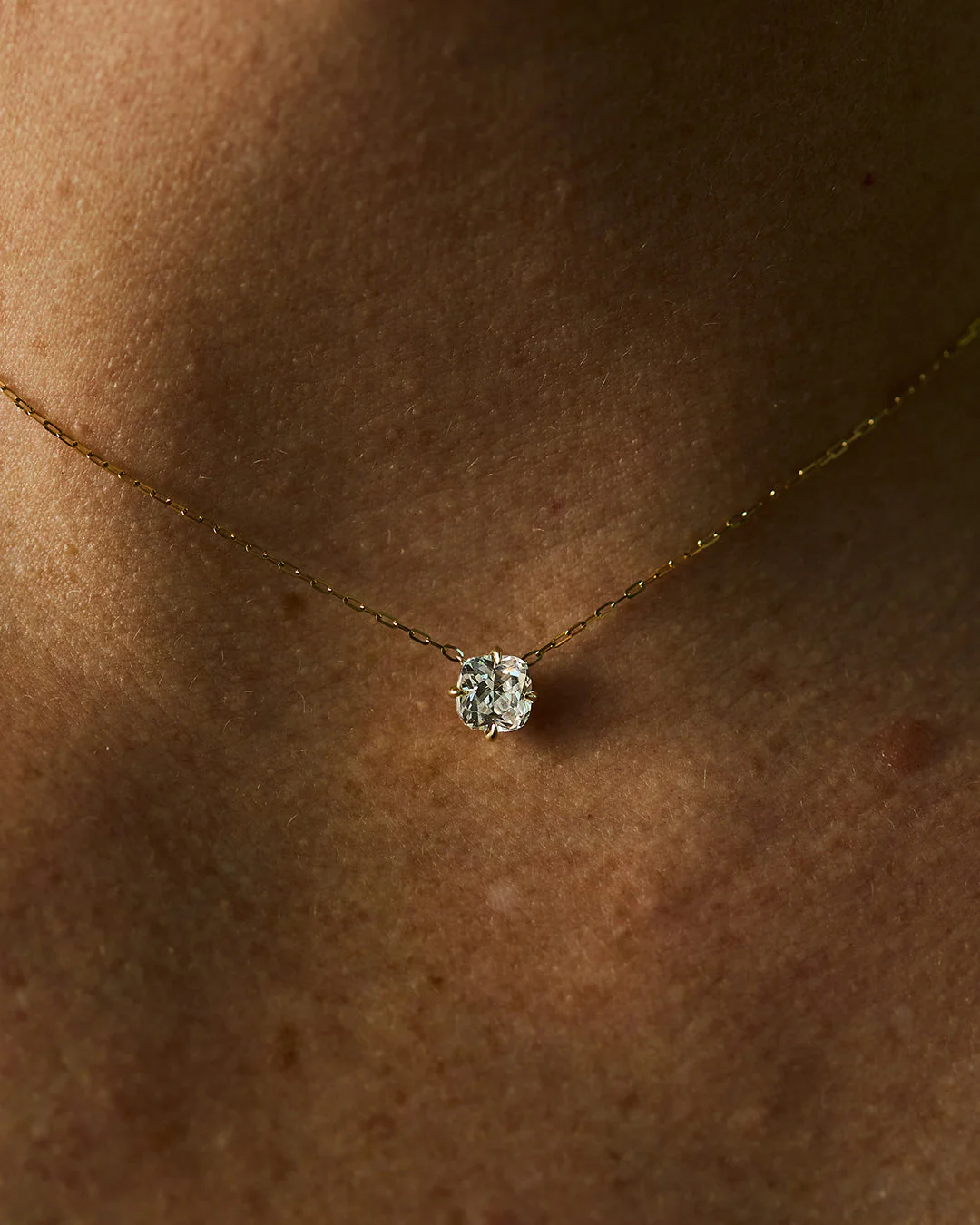 Cushion Cut Diamond Solitaire Pendant - 18K Gold - Image 4