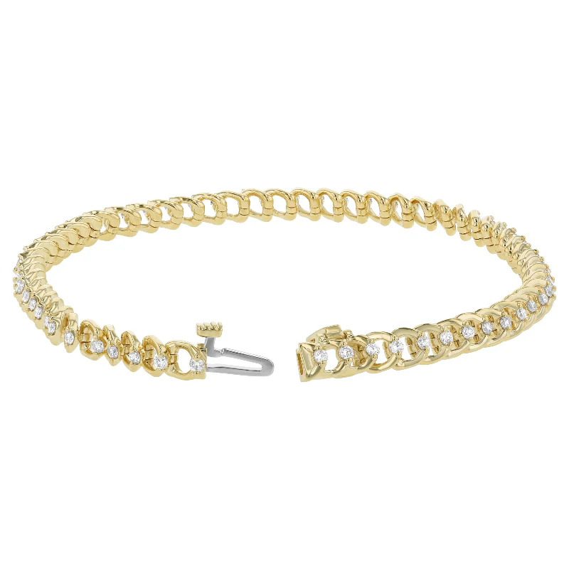 Diamond Curb Chain Bracelet - 14K Gold | VS Clarity Lab Grown Diamonds - Image 4