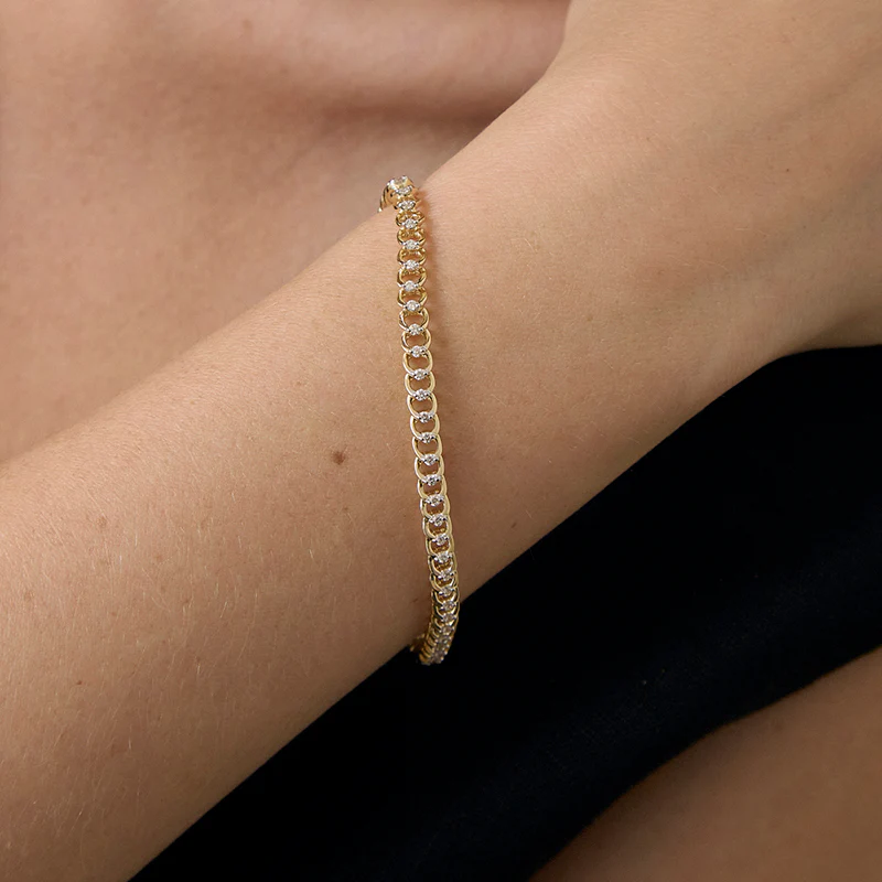Diamond Curb Chain Bracelet - 14K Gold | VS Clarity Lab Grown Diamonds - Image 5