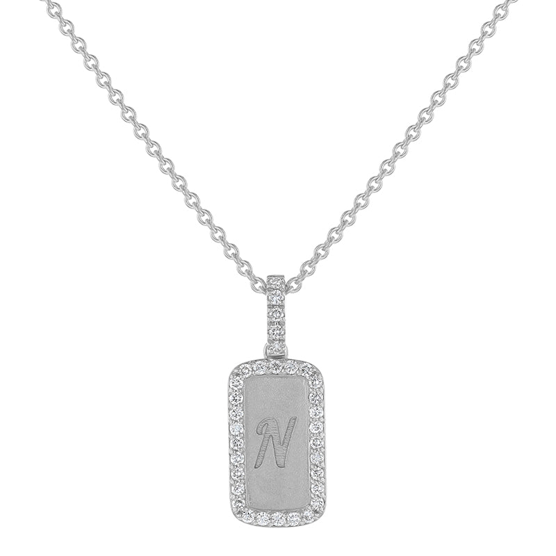 Personalized Diamond Dog Tag Necklace without the 18K Gold Chain - 18K Gold | VS Clarity - Image 3