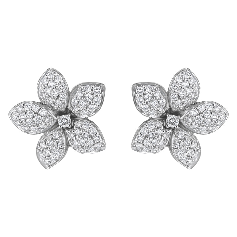 Diamond Flower Petal Earrings - 14K Gold | VS Clarity Lab Grown Diamonds - Image 3