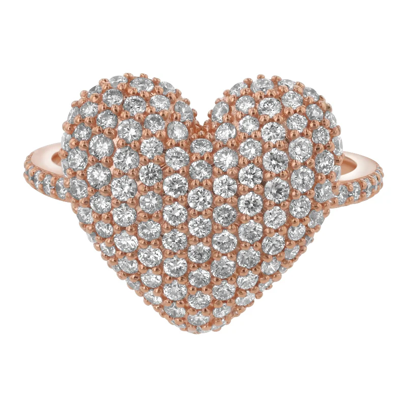 Diamond Heart Pave Ring - 14K Gold | VS Clarity Lab Grown Diamonds - Image 6