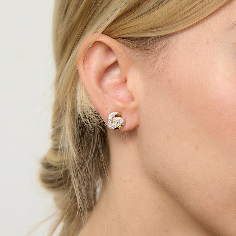 Diamond Love Knot Stud Earrings - 14K Gold | VS Clarity Lab Grown Diamonds