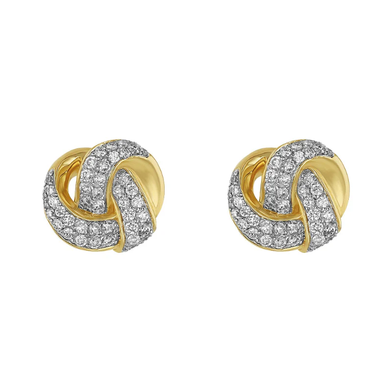 Diamond Love Knot Stud Earrings - 14K Gold | VS Clarity Lab Grown Diamonds - Image 2