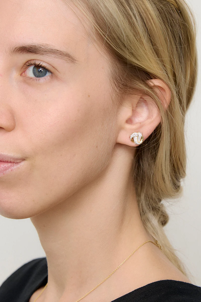 Diamond Love Knot Stud Earrings - 14K Gold | VS Clarity Lab Grown Diamonds - Image 4