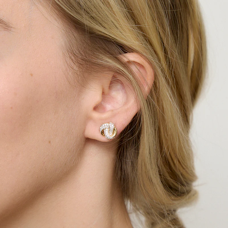 Diamond Love Knot Stud Earrings - 14K Gold | VS Clarity Lab Grown Diamonds - Image 5