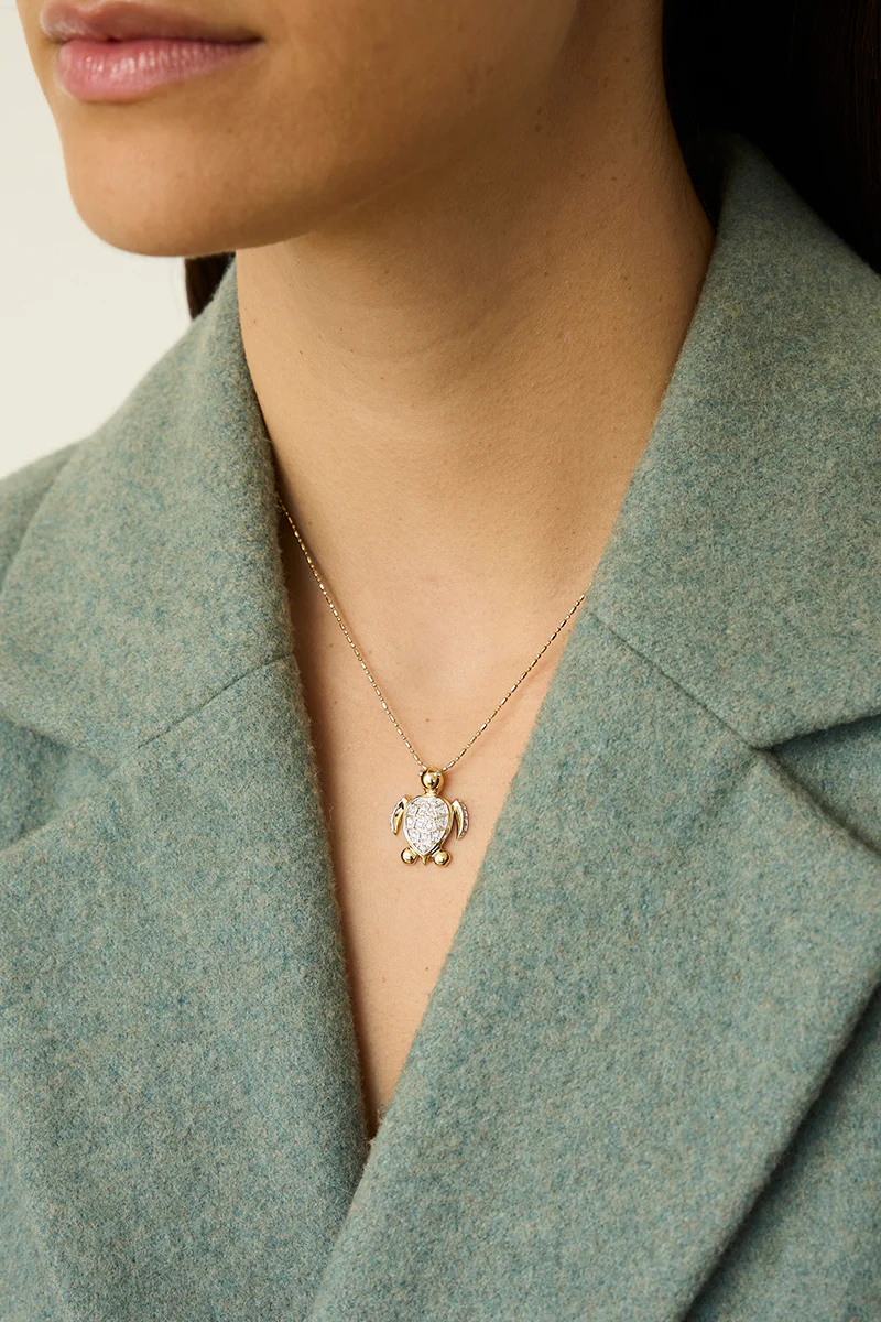 Diamond Turtle Pendant Necklace - 14K Gold | VS Clarity Lab Grown Diamonds - Image 4