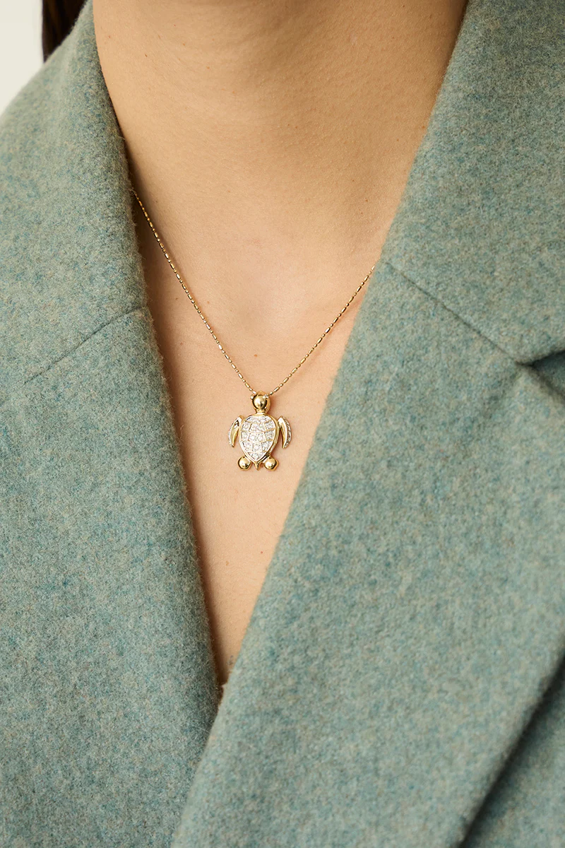 Diamond Turtle Pendant Necklace - 14K Gold | VS Clarity Lab Grown Diamonds - Image 5