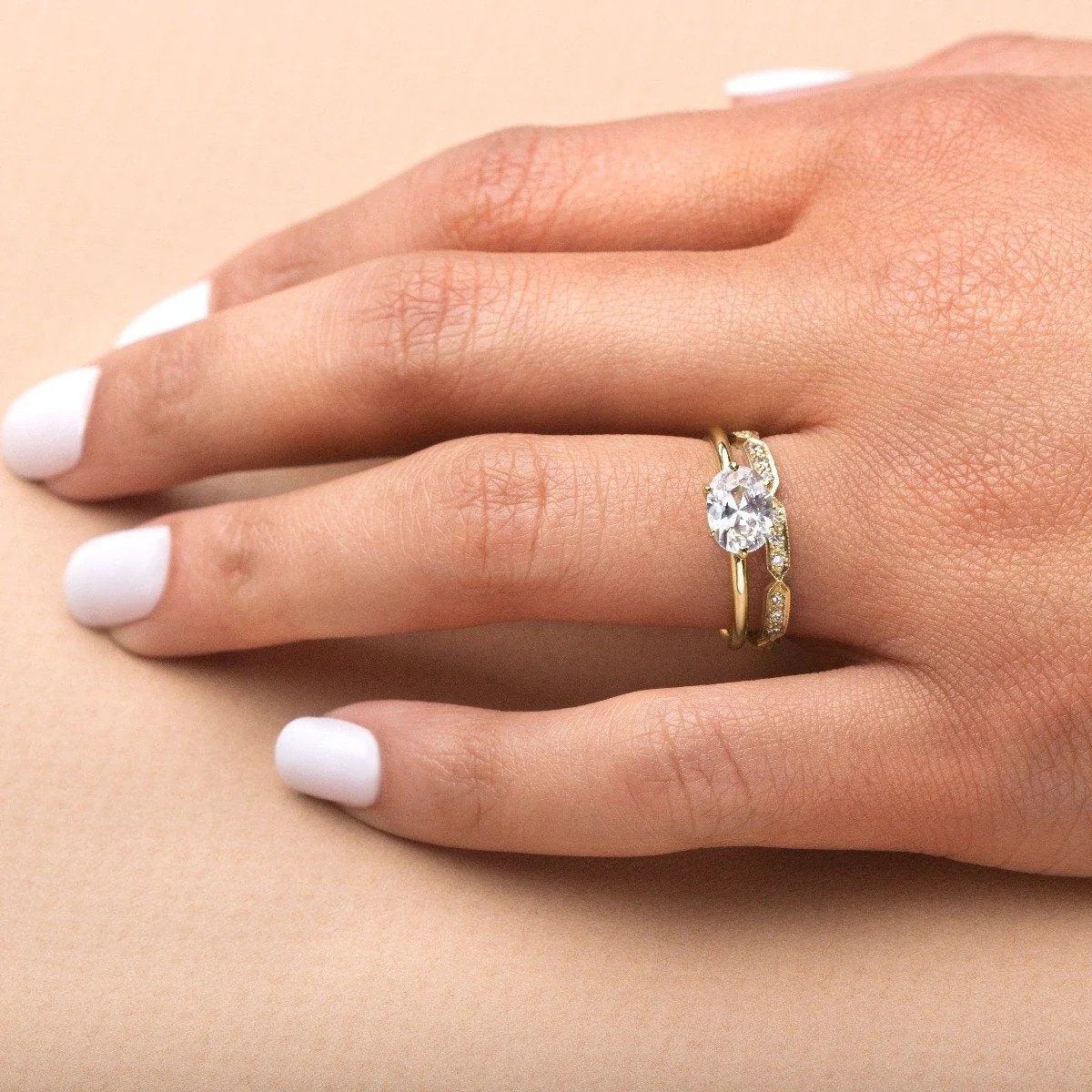East-West Halo Diamond Engagement Ring - 18K Gold - Image 11