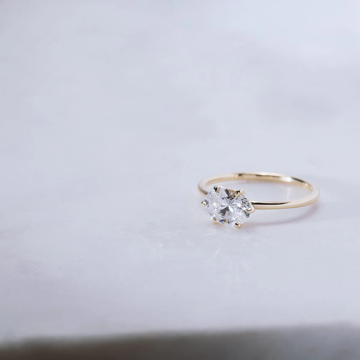 East-West Halo Diamond Engagement Ring - 18K Gold - Image 13