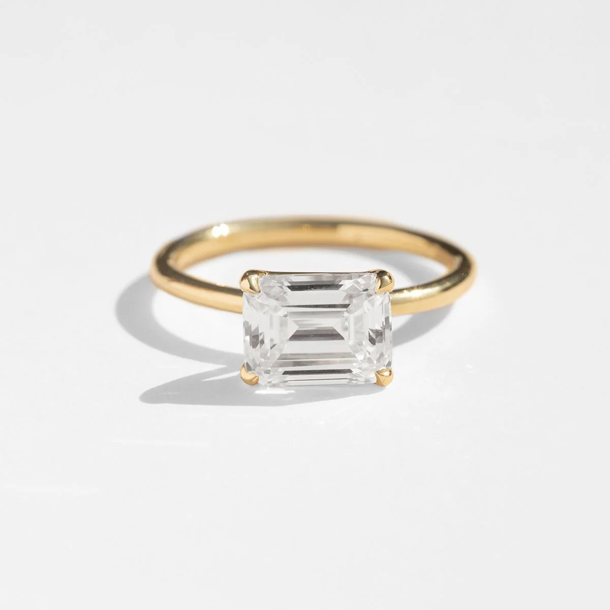 East-West Halo Diamond Engagement Ring - 18K Gold - Image 15