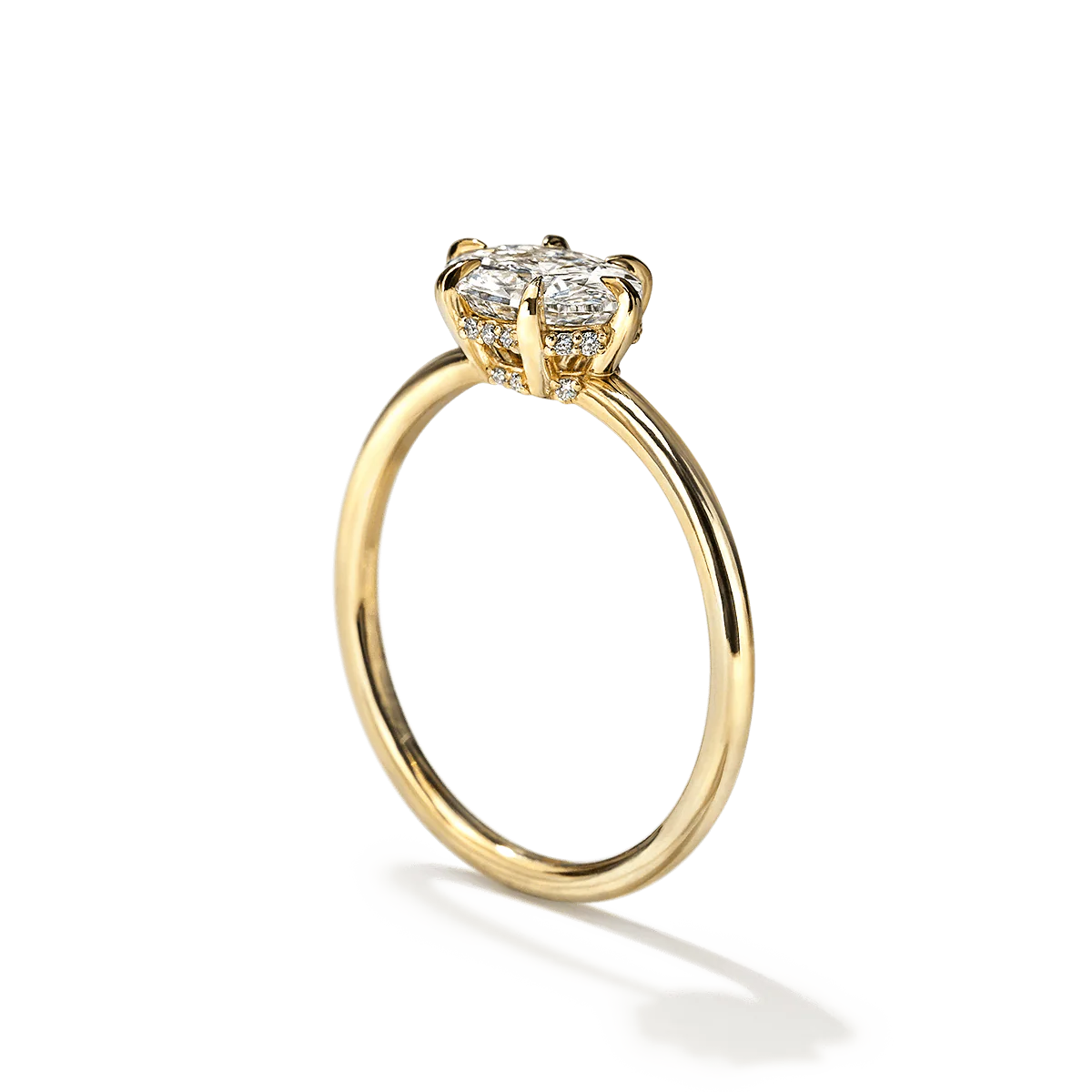 East-West Halo Diamond Engagement Ring - 18K Gold - Image 18