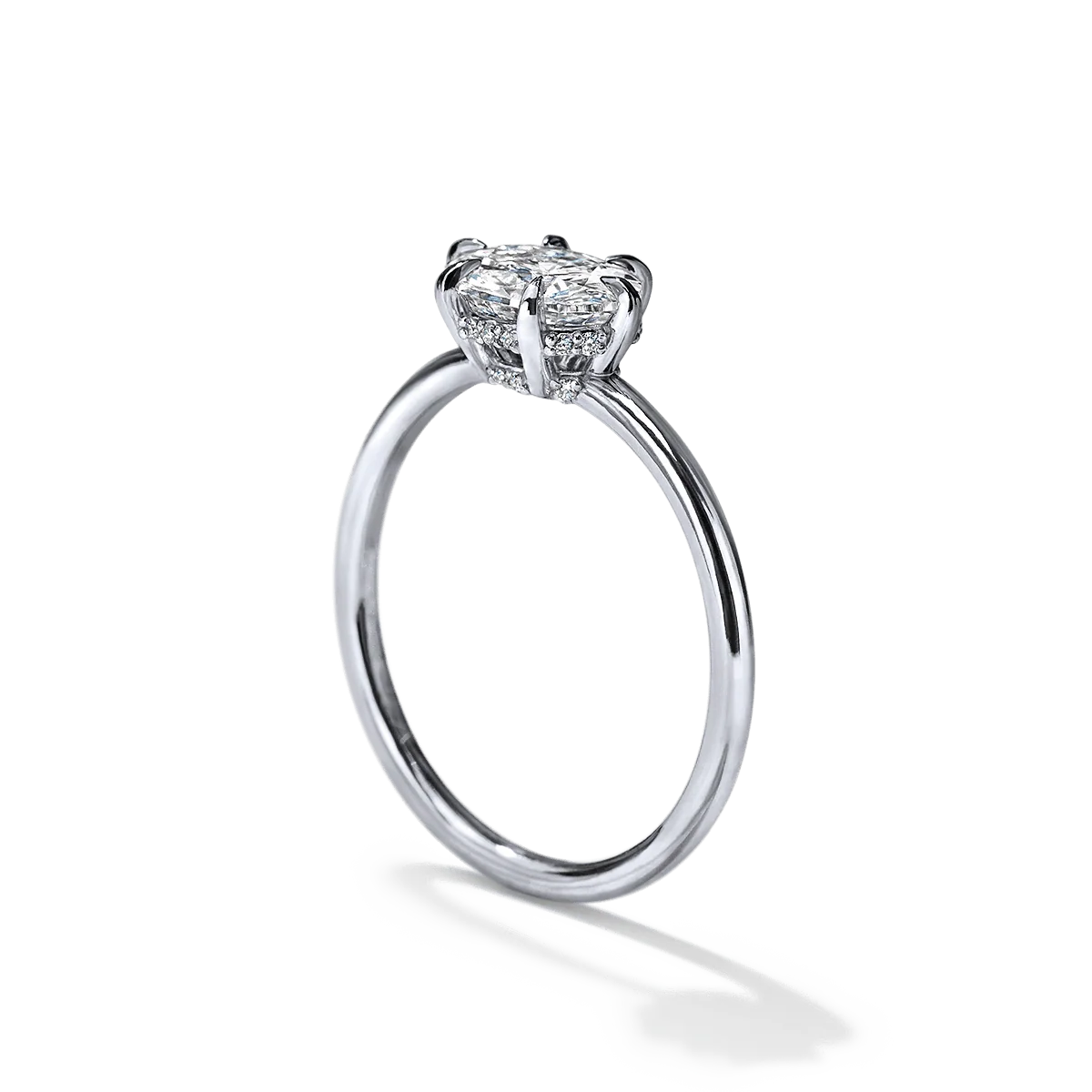 East-West Halo Diamond Engagement Ring - 18K Gold - Image 19