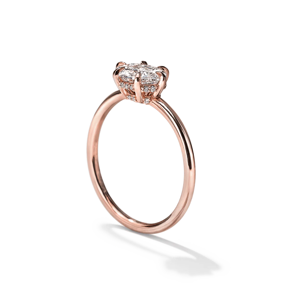 East-West Halo Diamond Engagement Ring - 18K Gold - Image 20