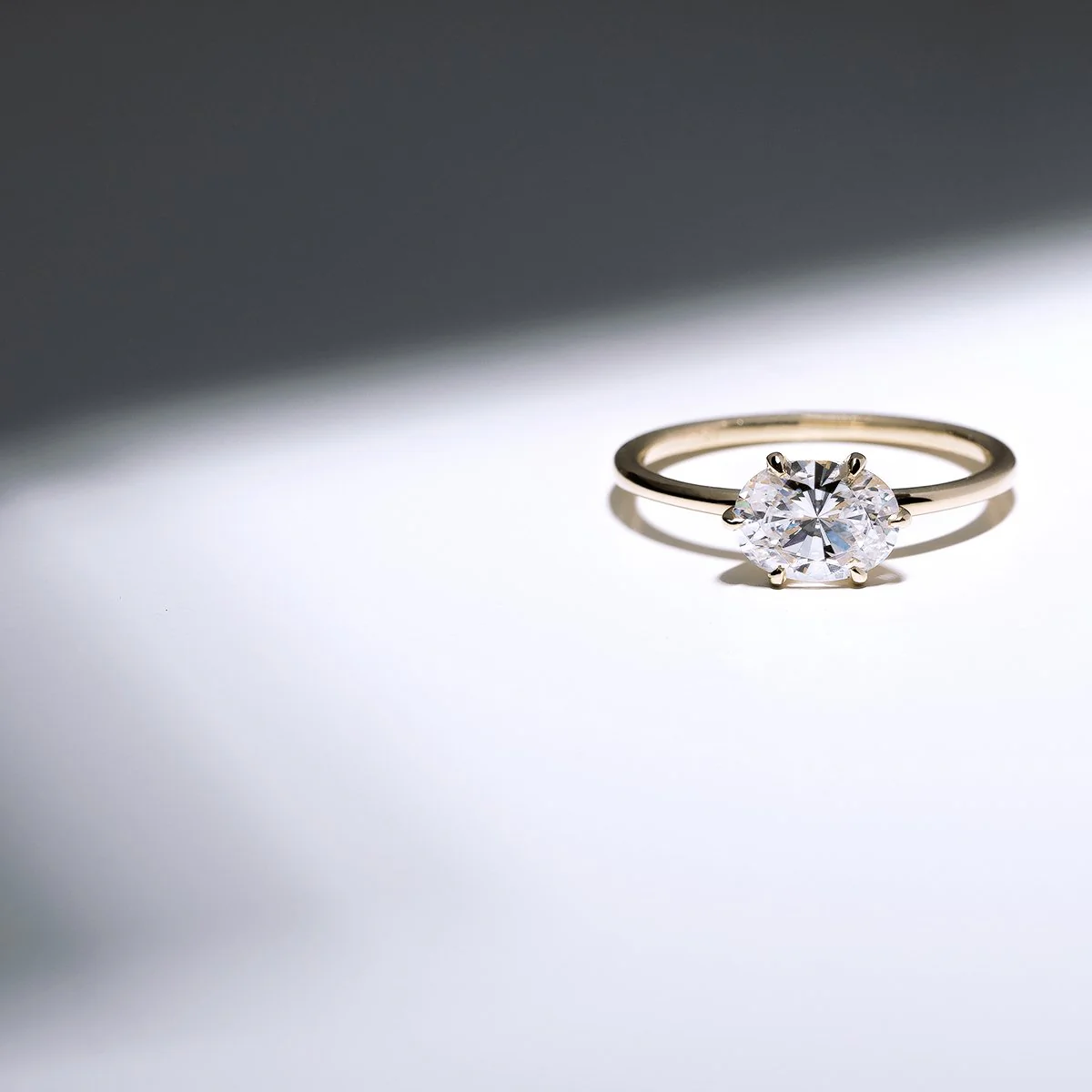 East-West Halo Diamond Engagement Ring - 18K Gold - Image 21