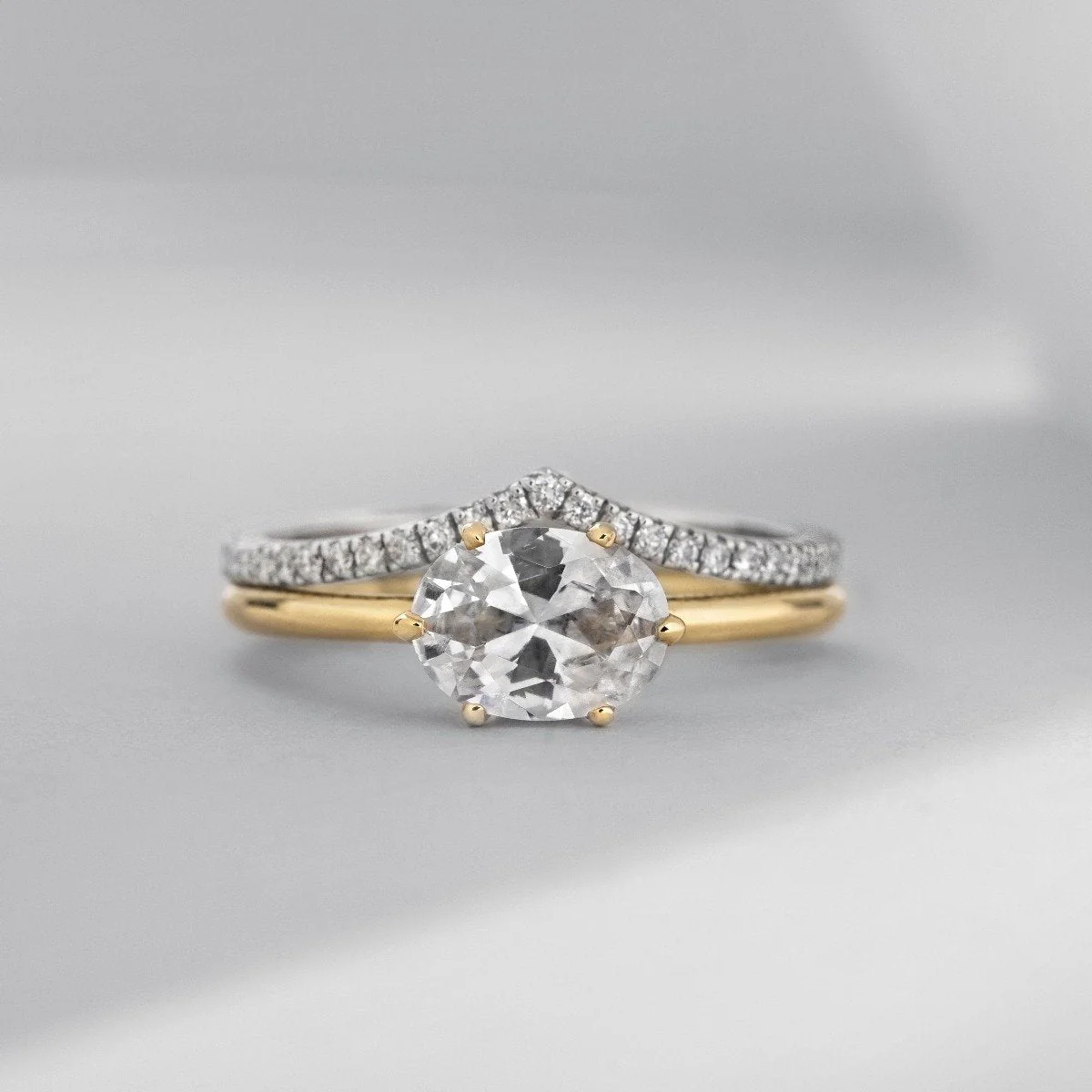 East-West Halo Diamond Engagement Ring - 18K Gold - Image 22