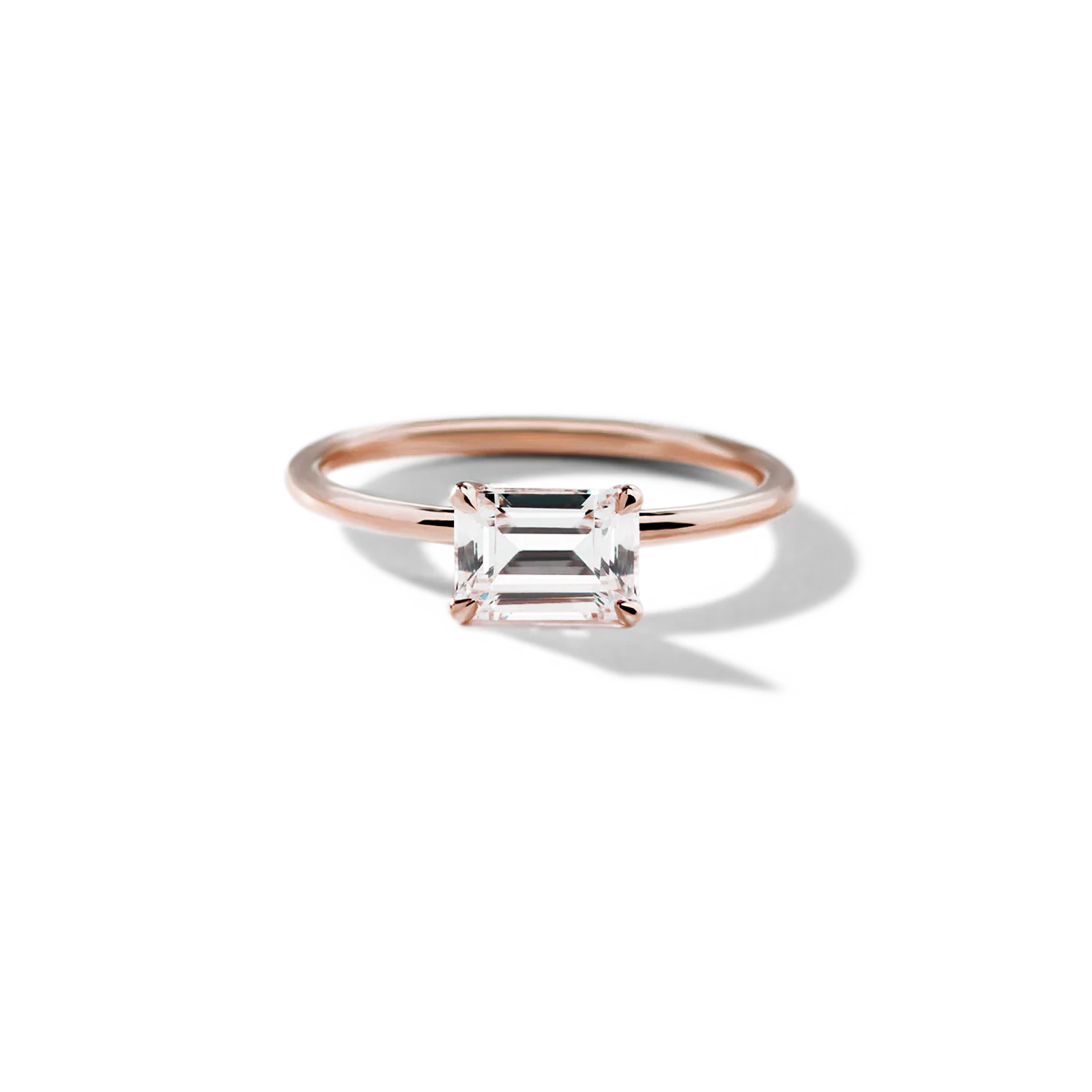 East-West Halo Diamond Engagement Ring - 18K Gold - Image 3