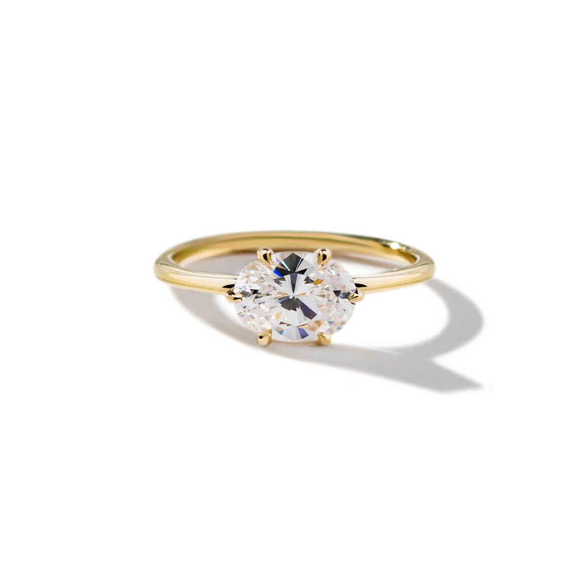 East-West Halo Diamond Engagement Ring - 18K Gold - Image 4