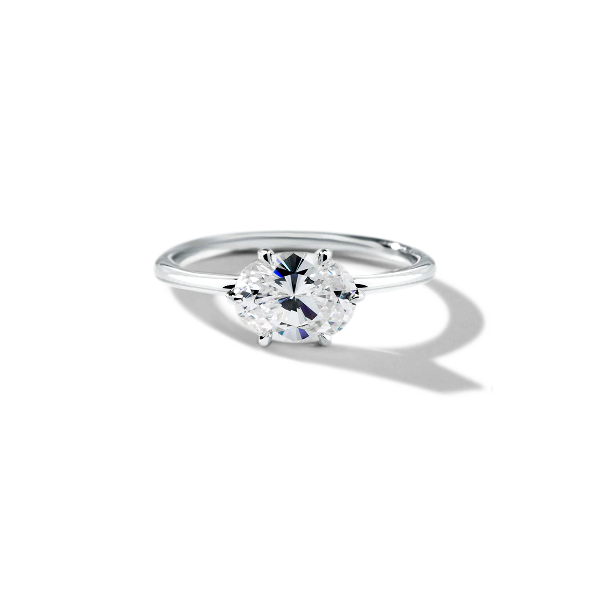 East-West Halo Diamond Engagement Ring - 18K Gold - Image 5