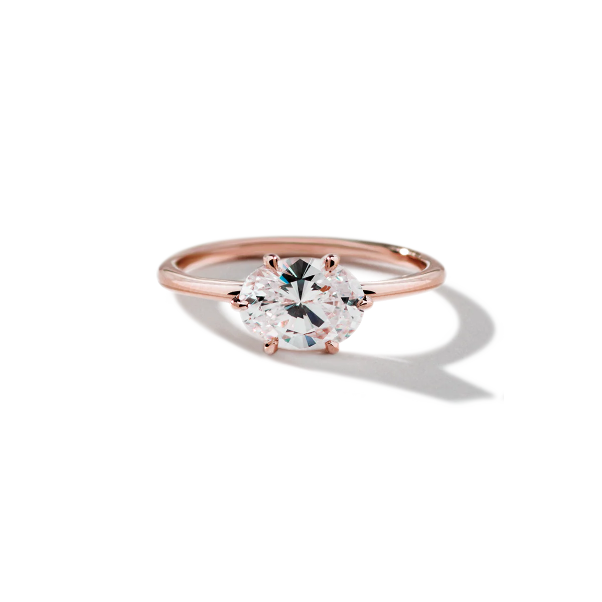 East-West Halo Diamond Engagement Ring - 18K Gold - Image 6
