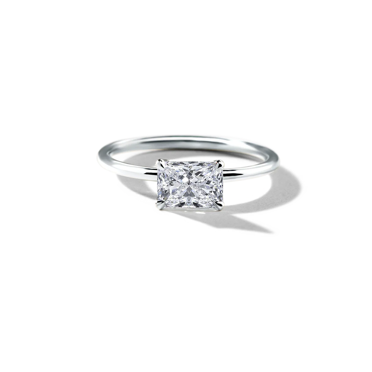 East-West Halo Diamond Engagement Ring - 18K Gold - Image 8