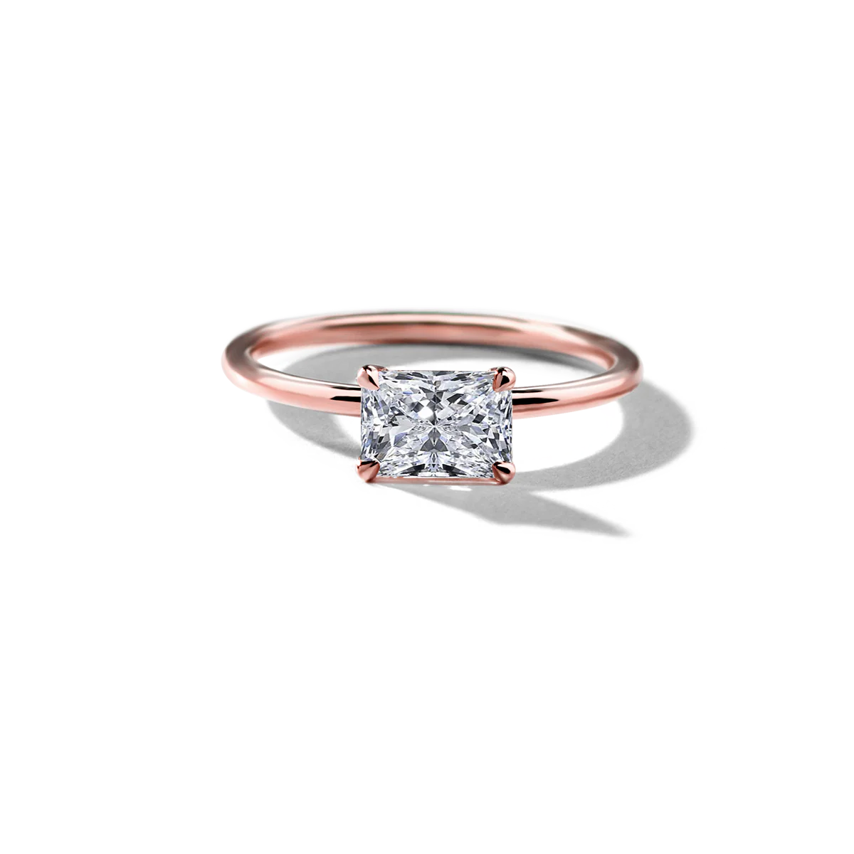 East-West Halo Diamond Engagement Ring - 18K Gold - Image 9