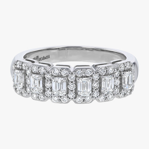Emerald Diamond Halo Half Band Ring - 18K Gold | VS Clarity Natural Diamonds - Image 6