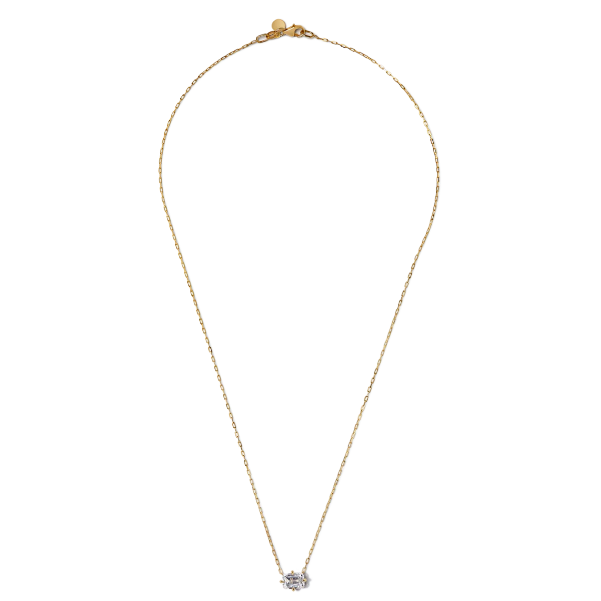 Emerald Cut Diamond Solitaire Pendant - 18K Gold - Image 5