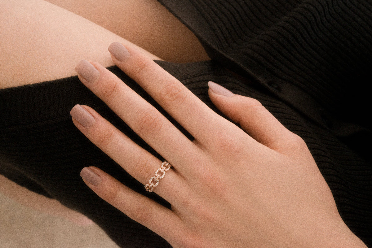Eternity Diamond Link Ring - 18K Gold | VS Clarity Natural Diamonds - Image 3