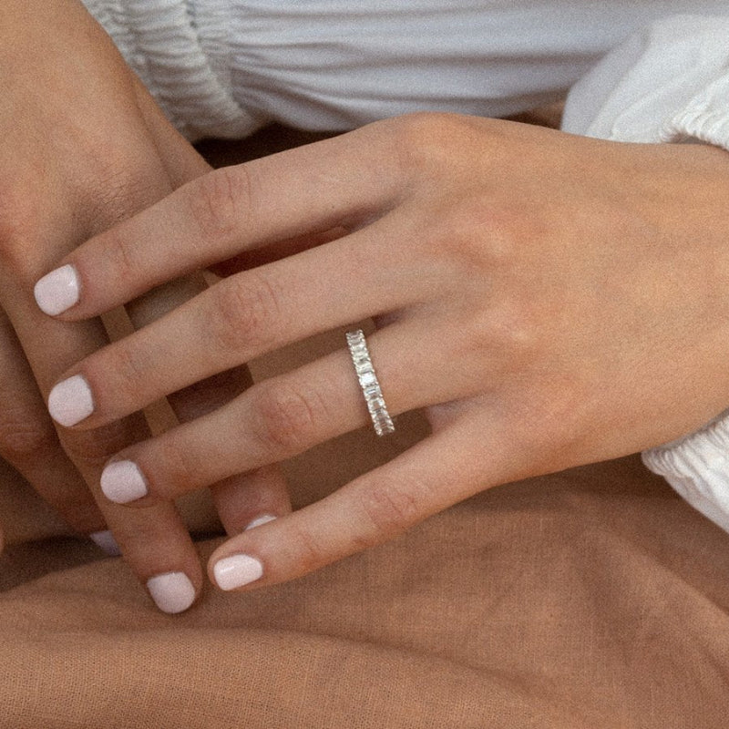 Princess Cut Diamond Eternity Band Ring - 18K Gold | VS Clarity Natural Diamonds - Image 7