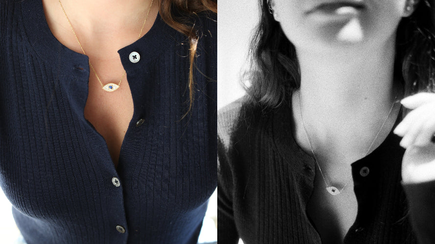 Evil Eye Diamond Necklace - 18K Gold | VS Clarity Natural Diamonds - Image 3