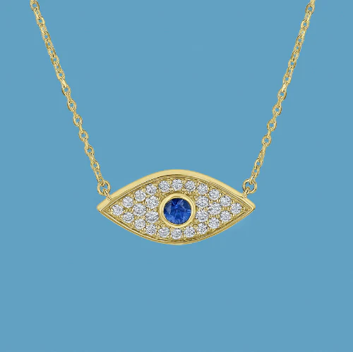 Evil Eye Diamond Necklace - 18K Gold | VS Clarity Natural Diamonds - Image 4