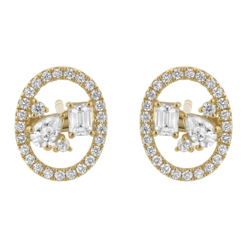 Floating Multi Shape Halo Stud Earrings - 14K Gold | VS Clarity Lab Grown Diamonds - Image 2