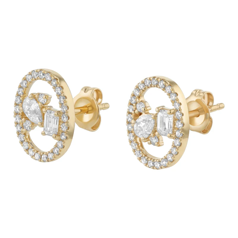 Floating Multi Shape Halo Stud Earrings - 14K Gold | VS Clarity Lab Grown Diamonds - Image 5