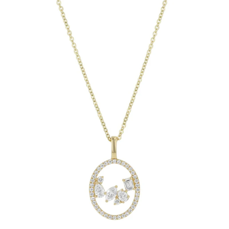 Floating Multi Shape Halo Pendant - 18K Gold | VS Clarity