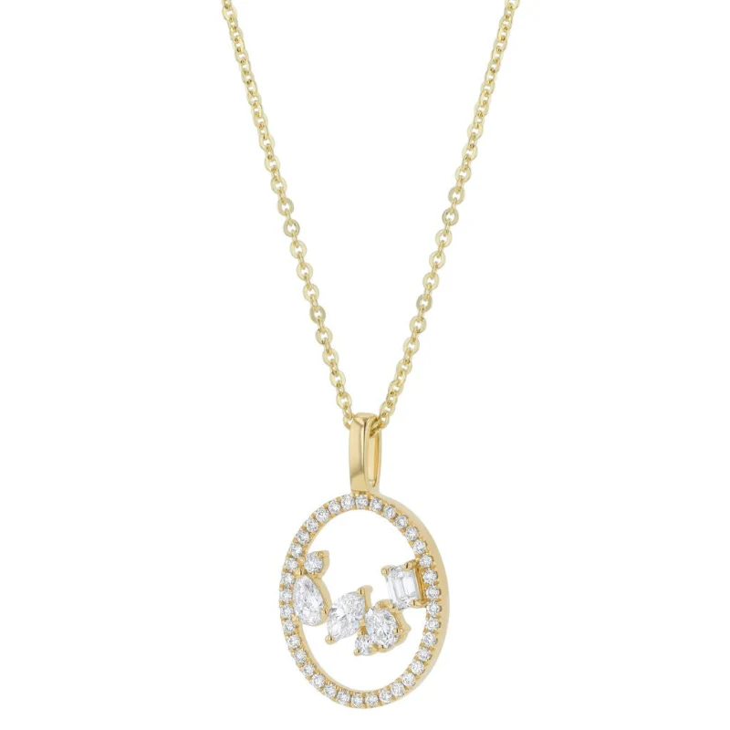 Floating Multi Shape Halo Pendant - 18K Gold | VS Clarity - Image 2
