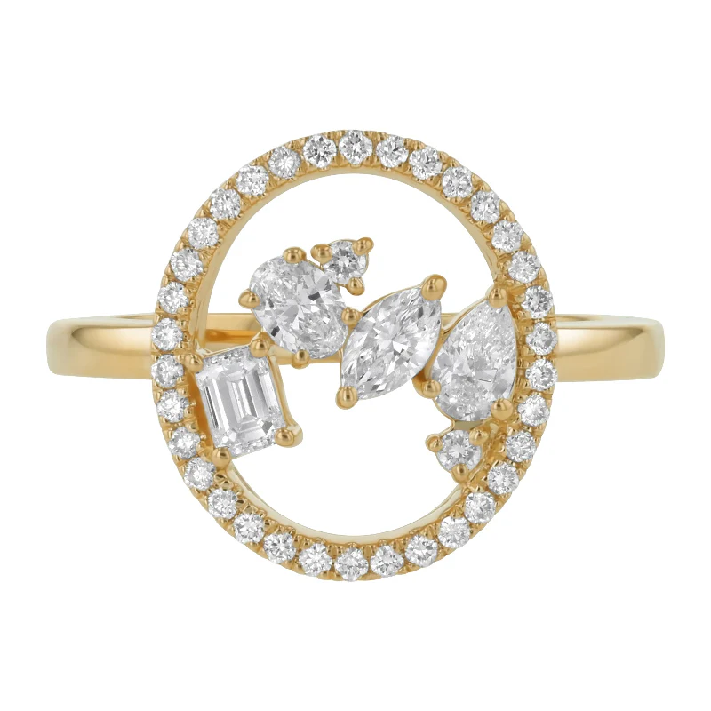 Floating Multi Shape Halo Ring - 14K Gold | VS Clarity Lab Grown Diamonds - Image 2