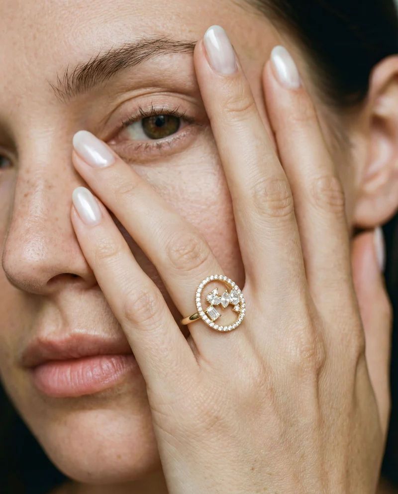Floating Multi Shape Halo Ring - 14K Gold | VS Clarity Lab Grown Diamonds