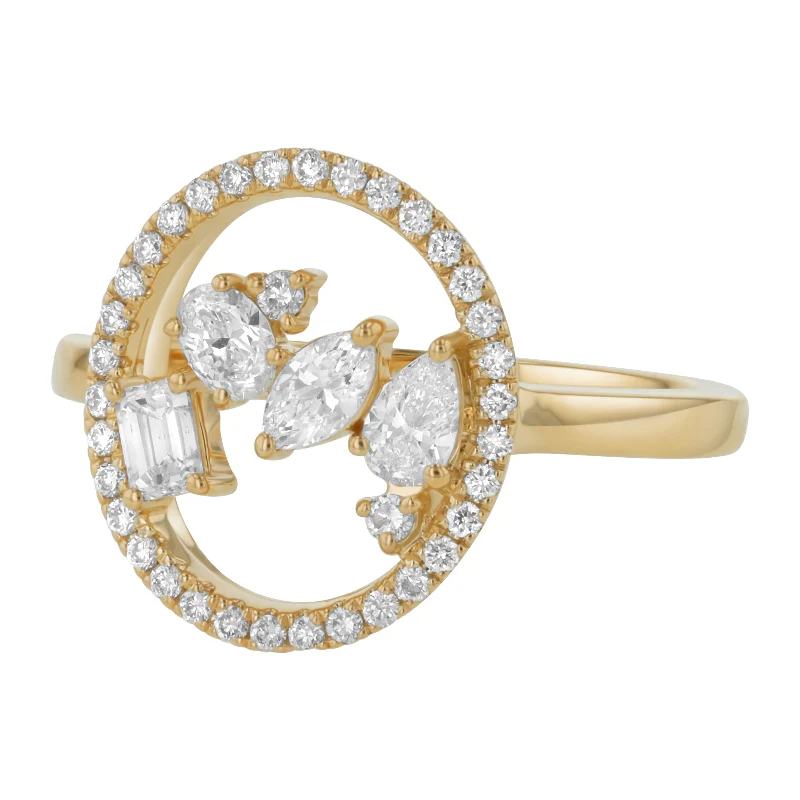 Floating Multi Shape Halo Ring - 14K Gold | VS Clarity Lab Grown Diamonds - Image 3