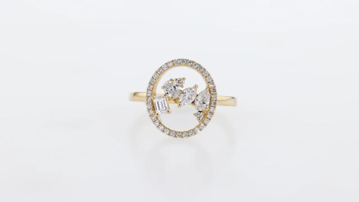 Floating Multi Shape Halo Ring - 14K Gold | VS Clarity Lab Grown Diamonds - Image 6