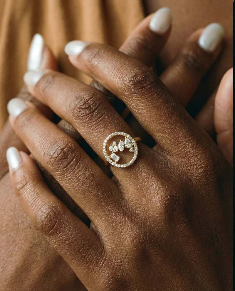 Floating Multi Shape Halo Ring - 14K Gold | VS Clarity Lab Grown Diamonds - Image 4