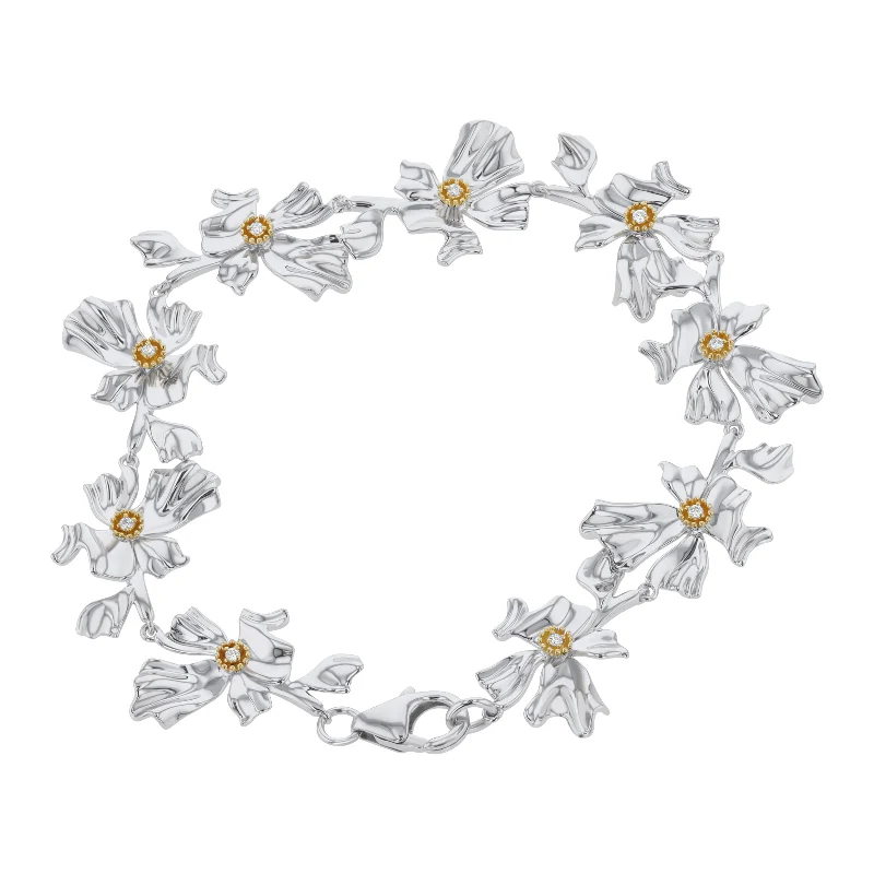 Floral Alchemy Diamond and Gold Bracelet - Sterling Silver | VS Clarity Lab Grown Diamonds - Image 4