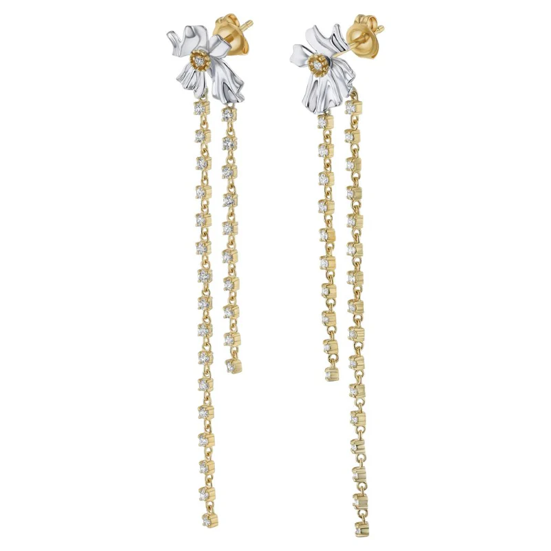 Floral Alchemy with Dangling Vines Earrings -Sterling Silver | VS Clarity Lab Diamonds - Image 3