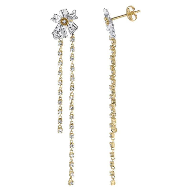 Floral Alchemy with Dangling Vines Earrings -Sterling Silver | VS Clarity Lab Diamonds - Image 4