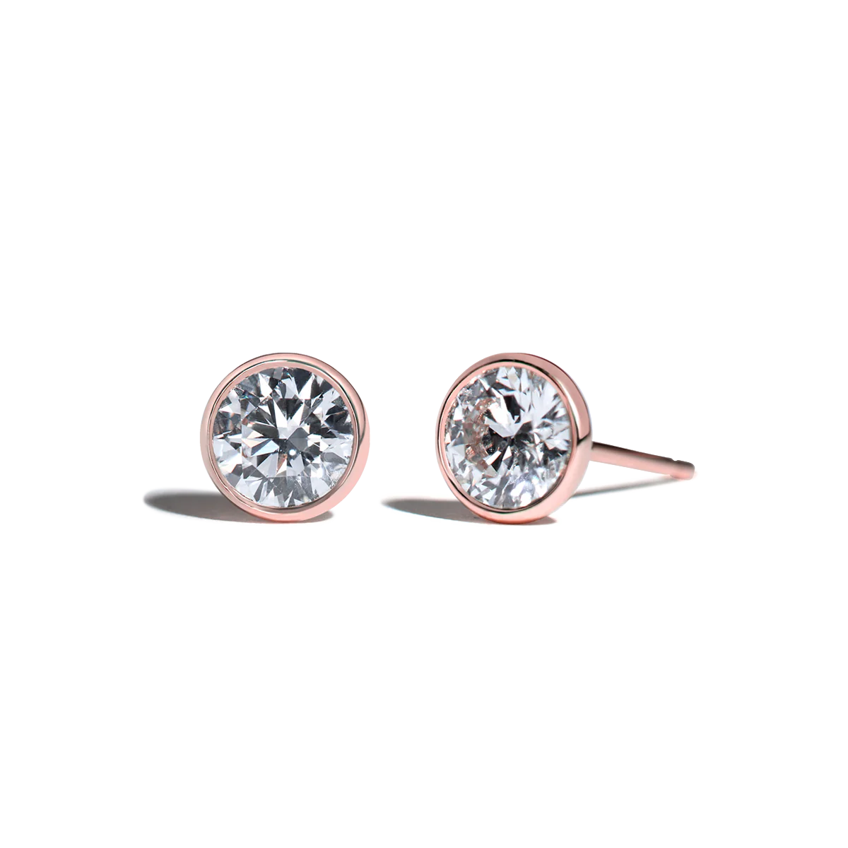 Diamond Bezel Studs - 18K Gold | VS Clarity - Image 3