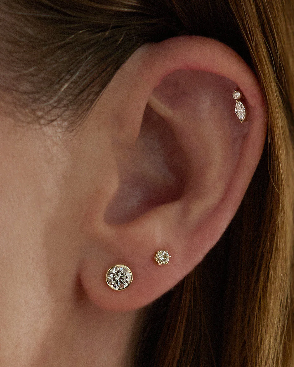 Diamond Bezel Studs - 18K Gold | VS Clarity - Image 4