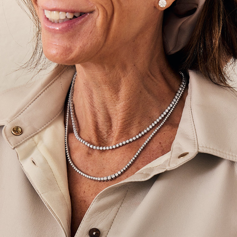 Graduated Diamond Tennis Necklace - 18K Gold | VS Clarity Natural Diamonds - Image 3