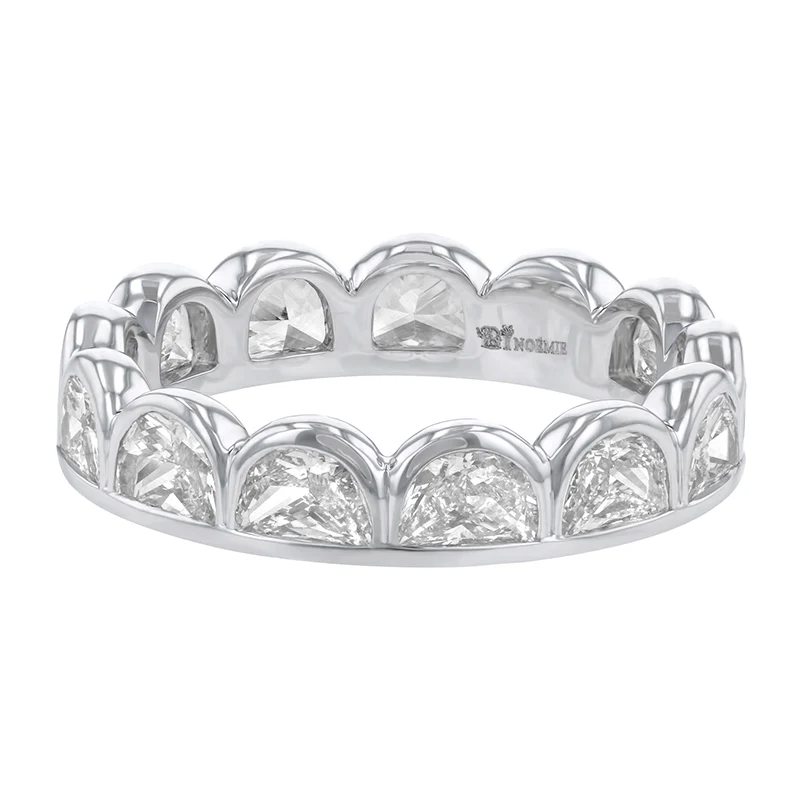 Half Moon Cut Diamond Eternity Band Ring - 18K Gold | VS Clarity Natural Diamonds - Image 2