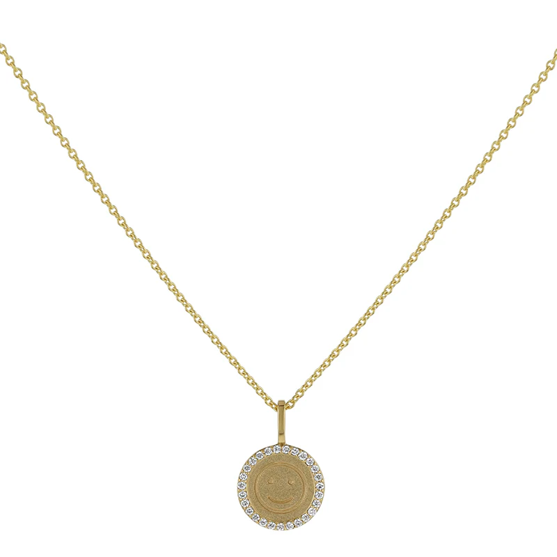 Happy Face Diamond Medallion - 18K Gold | VS Clarity Natural Diamonds - Image 3
