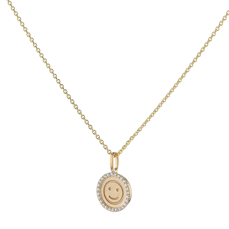Happy Face Diamond Medallion - 18K Gold | VS Clarity Natural Diamonds - Image 4